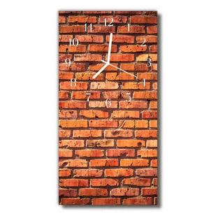 Zegar szklany pionowy Mur cegła pomarańczowy - Zegary - miniaturka - grafika 1
