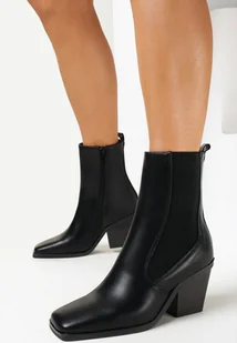 Czarne Botki Kowbojki z Kwadratowym Noskiem Micolasa - Botki damskie - miniaturka - grafika 1