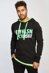 Męska bluza z kapturem na siłownię Leif Nelson LN-6278, Czarno-zielony / S - Bluzy męskie - miniaturka - grafika 1
