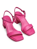 Sandały damskie - Tamaris Skórzane sandały w kolorze różowym - miniaturka - grafika 1