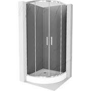 Kabiny prysznicowe - Mexen Rio kabina prysznicowa półokrągła 90x90 cm, grafit, chrom + brodzik Rio, biały - miniaturka - grafika 1