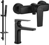 Zestawy baterii łazienkowych - Mexen Lynx DQ72 zestaw prysznicowy, czarny - 745904DQ72-70 - miniaturka - grafika 1