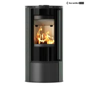 Piece wolnostojące - Piec stalowy ERIK fi 150 5,5 kW ozdobna ceramika SERPENTINO z domykaniem - miniaturka - grafika 1