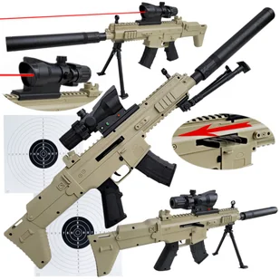 Karabin Snajperski Pistolet Na Kulki Szturmowy Scar + Tarcze - Zabawki militarne - miniaturka - grafika 1