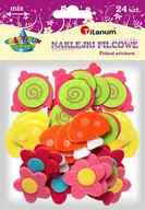 Przybory szkolne - Titanum Naklejki filcowe samoprzylepne mix 24 sztuki - miniaturka - grafika 1