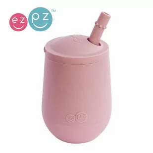 EZPZ, Silikonowy kubeczek ze słomką, Mini Cup + Straw Training System, 120 ml, pastelowy róż - Kubki dla dzieci - miniaturka - grafika 1