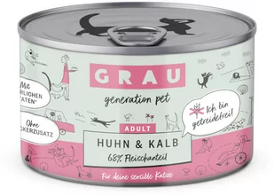 GRAU Adult bez zbóż, 12 x 200 g - Kurczak i cielęcina - Mokra karma dla kotów - miniaturka - grafika 1