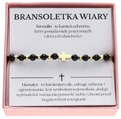 Bransoletki - Bransoletka różaniec z turmalinem i hematytem BRANSOLETKA WIARY Z INTENCJĄ - miniaturka - grafika 1