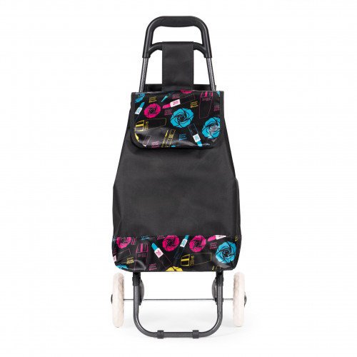 Wózek na zakupy ModernHome z dużymi kołami i wbudowanym krzesełkiem