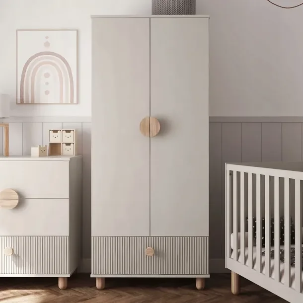 Szafa dwudrzwiowa LOFT z szufladą – Garderoba 186 cm - Kaszmirowa