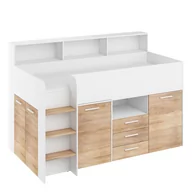 Łóżka dla dzieci i młodzieży - Łóżko Piętrowe Neo Lewe Biały Mat / Sonoma Jasna MebloCross - miniaturka - grafika 1