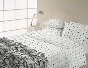 Pościel - Pościel 220x200 Vanille biała szara grochy kwiatki Faro - miniaturka - grafika 1