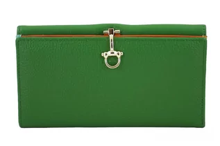 Portfele - Duży portfel ze złotym zapięciem - Zielony - grafika 1