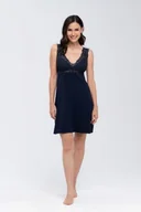 Piżamy damskie - Babella Larisa Granatowa  damska koszula nocna - miniaturka - grafika 1