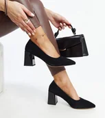 Półbuty damskie - Czarne skórzane czółenka na słupku Vinceza-36 - VINCEZA - miniaturka - grafika 1