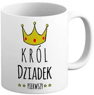 Gadżety dla niej i dla niego - Kubek na Dzień DZIADKA - KRÓL DZIADEK PIERWSZY Korona Prezent - miniaturka - grafika 1