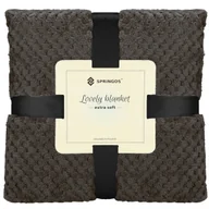 Koce - Narzuta na łóżko, pled 200x220 cm wzór tłoczony koc na kanapę czarny - miniaturka - grafika 1