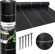 Agrowłókniny - Linarem SiatkiSieci AGROTKANINA 135G 0,8x50m PREMIUM UV 3% AGROWŁÓKNINA CZARNA MATA + KOŁKI - miniaturka - grafika 1