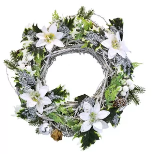 Wieniec bożonarodzeniowy Poinsettia, 30 cm - Ozdoby bożonarodzeniowe - miniaturka - grafika 1