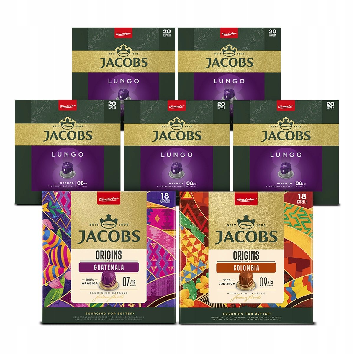 Kapsułki do Nespresso(r)* Jacobs Lungo, Origins, 6+1 opakowanie Gratis!