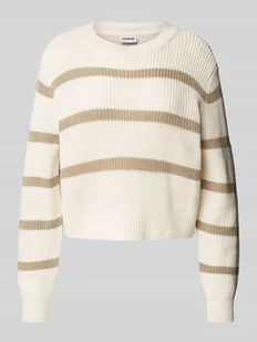 Sweter z dzianiny z prążkowanymi wykończeniami - Swetry damskie - miniaturka - grafika 1