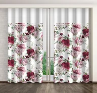 Zasłony - Zasłona Gotowa Na Żabki, 160X270, Biała W Kwiaty, Zml-006 - miniaturka - grafika 1