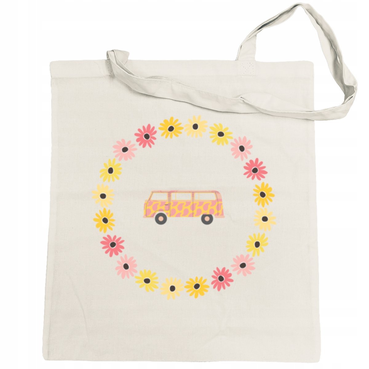 Torba na zakupy kolorowy nadruk KWIATY Van Retro