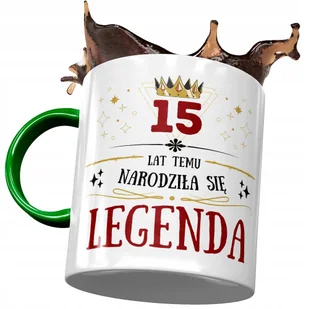 Kubek Zielony na Urodziny 15 15ste 15-ste Prezent z Nadrukiem ze Zdjęciem + Opakowanie na prezent (wzór 04) - Kubki - miniaturka - grafika 1