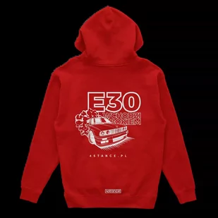 Bluza kangurka BMW E30 Wchodzi bokiem czerwona-3XL - Odzież do sportów motorowych - miniaturka - grafika 1