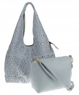 Torebki damskie - Torebka Damska Włoskiej marki ANDREA MASSI Ażurowa 2w1 Worek 23049 L.Blue - miniaturka - grafika 1