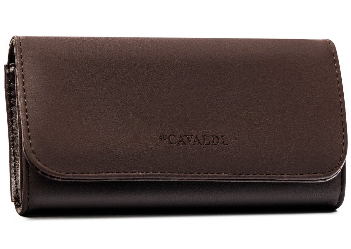 Portfel damski brązowy 4U CAVALDI duży rozbudowany na zatrzask karty gotówka modny elegancki