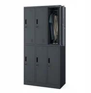 Szafki BHP - Jan Nowak Szafa socjalna ubraniowa 6-drzwiowa IGOR, 900 x 1850 x 450 mm, antracyt - miniaturka - grafika 1
