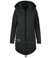 Bluzy damskie - Długa bluza damska z kapturem parka gruba ciepła-S - miniaturka - grafika 1