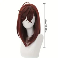 Pozostałe akcesoria fryzjerskie - TEMU Peruka dla Kobiet w Kolorze Ciemnoczerwonym - Eleganckie Proste Włosy do Anime, Halloween, Dzień - Naturalny Wygląd, Łatwa w Pielęgnacji - - miniaturka - grafika 1