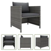 Sofy ogrodowe - Sofa ogrodowa z poduszkami z szarego polirattanu The Living Store - miniaturka - grafika 1