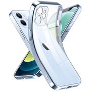 Etui i futerały do telefonów - Alogy Etui TPU Luxury Case z osłonką na aparat do Apple iPhone 12 niebiesko-przezroczyste + Szkło - miniaturka - grafika 1