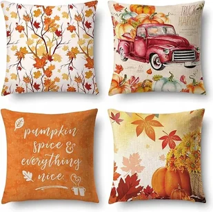 Jesienne Poszewki Na Poduszki 45x45cm zestaw 4 sztuk liść klonu i dynia - Poszewki na poduszki Jesienne Poszewki Na Poduszki 45x45cm zestaw 4 sztuk liść klonu i dynia - Poszewki na poduszki - miniaturka - grafika 1