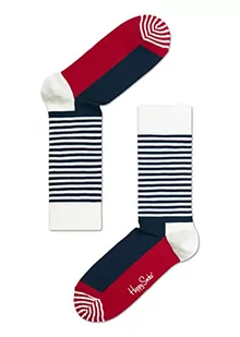 Happy Socks Half Stripe, kolorowe i zabawne, Skarpety dla kobiet i mężczyzn, Czerwony-Biały (36-40) - Skarpetki damskie - miniaturka - grafika 1