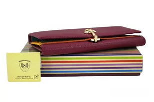 Duży portfel ze złotym zapięciem - Fuksja - Portfele - miniaturka - grafika 4