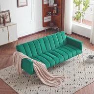 Sofy i kanapy - Merax rozkładana sofa z funkcją spania, rozkładana sofa rozkładana sofa rozkładana z funkcją spania, oparcie łóżka dla gości odchylane 105°/140°/180°, 184 x 71 x 79 cm, zielony - miniaturka - grafika 1