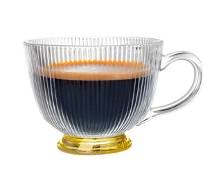 Filiżanka Selena szklana ryflowana ze złotą nóżką 430 ml - Filiżanki - miniaturka - grafika 1