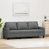 Sofy i kanapy - vidaXL Sofa 3-osobowa, ciemnoszara, 180 cm, tapicerowana tkaniną - miniaturka - grafika 1