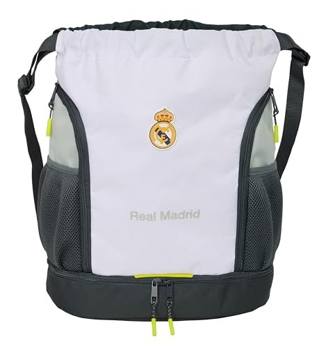 Safta Real Madrid Equiipacion 25/26 plecak, idealny dla dzieci w różnych grupach wiekowych, wygodny i wszechstronny, jakość i wytrzymałość, 34 x 15 x 43 cm, biały, M, swobodny, biały, M, Casual