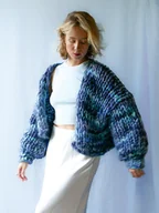 Swetry damskie - 100% merino kolorowy kardigan oversize - miniaturka - grafika 1