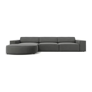 Szara aksamitna sofa narożna (lewy narożnik) Jodie - Micadoni Home - Narożniki - miniaturka - grafika 1