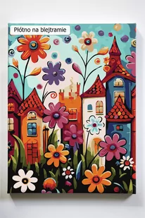 Wiosenna idylla, wiosna, kwiaty, domki, dzieci, malowanie po numerach - Malowanie po numerach - miniaturka - grafika 1