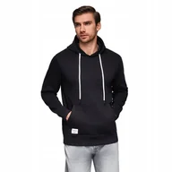 Bluzy męskie - Bluza męska dresowa kangurka z kapturem - czarna V5 OM-SSBN-0177 L - miniaturka - grafika 1