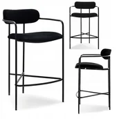 Taborety i hokery - Nowoczesny Hoker Barowy Z Weluru Na Metalowych Nogach Do Wyspy Vidal Czary - miniaturka - grafika 1