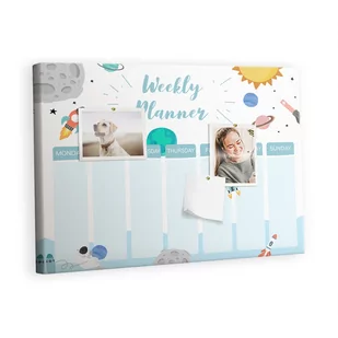 Tablica korkowa 60x40 cm, wzór Planer na cały tydzień - Tablice i flipcharty - miniaturka - grafika 1