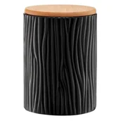 Pojemniki kuchenne - Ambition TUVO POJEMNIK Z WYTŁOCZENIAMI Z BAMBUSOWĄ POKRYWKĄ 1,1 L CZARNY CERAMIKA 29582 - miniaturka - grafika 1